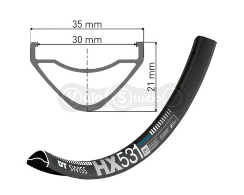 Обод DT Swiss HX 531 27,5 дюймов 32 спицы