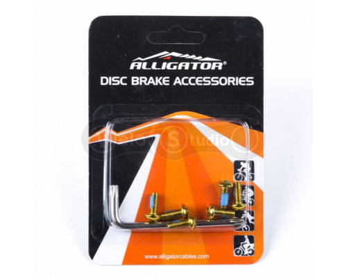 Комплект болтов Alligator для крепления ротора Torx 6 шт + ключ золотистые