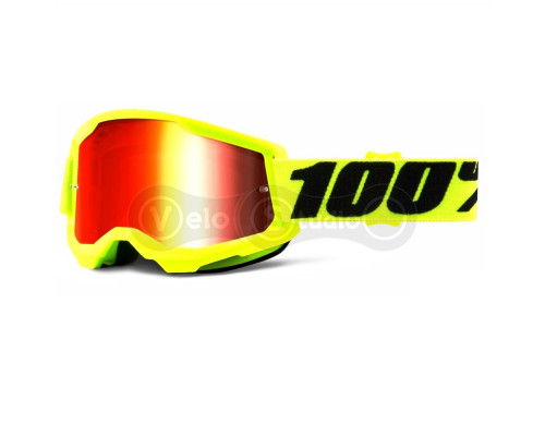 Очки-маска Ride 100% STRATA Goggle II Yellow - Mirror Red Lens