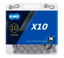 Цепь KMC X10 Grey 10 скоростей 114 звеньев + замок
