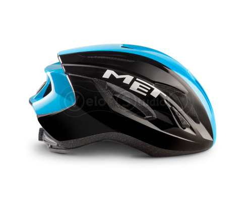 Шолом MET Strale Black/Cyan Panel Glossy M
