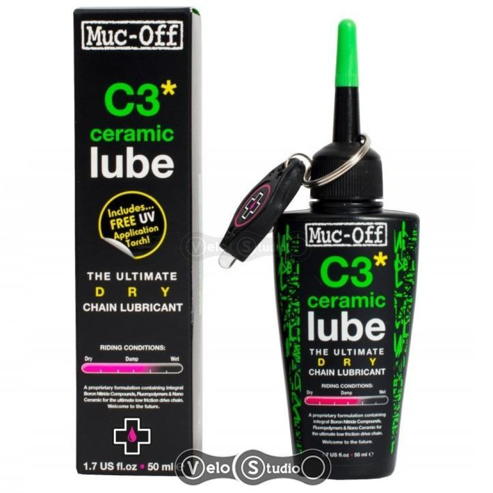 Смазка для цепи Muc-Off C3 Ceramic Dry Lube 50 ml + фонарик