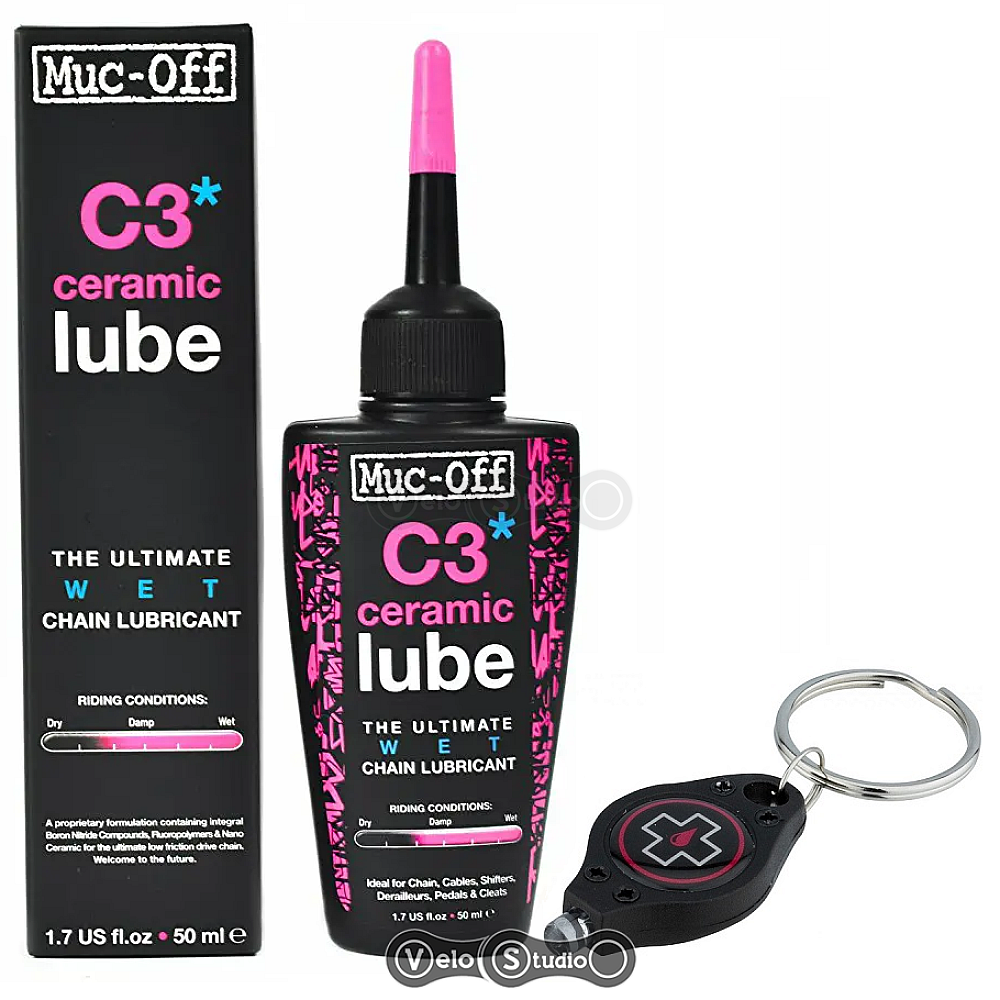 Смазка для цепи Muc-Off C3 Ceramic Wet Lube 50 ml + фонарик