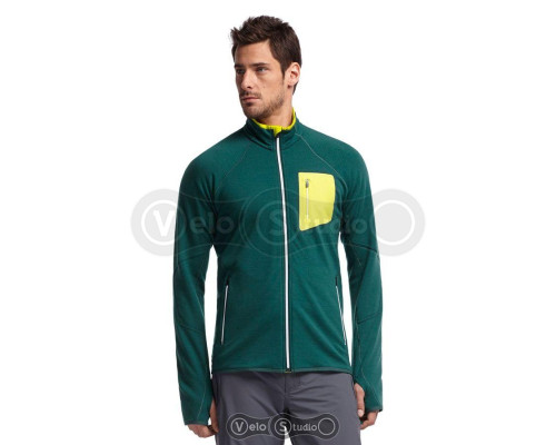 Термокофта Icebreaker Atom LS Zip pine/chartreuse/white S