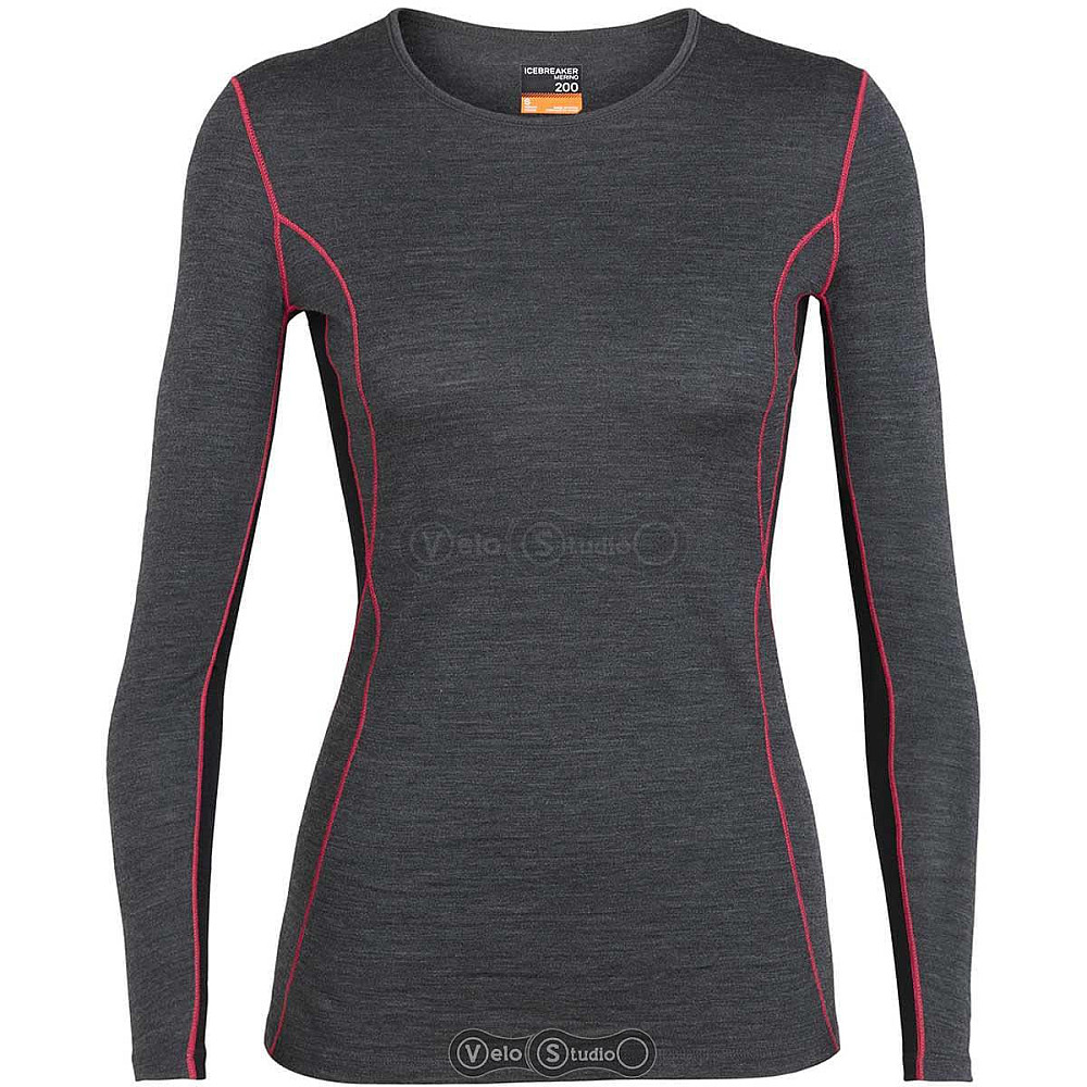 Термофутболка жіноча Icebreaker 200 Oasis Deluxe LS Crewe Jet Hthr/Black/Prism M