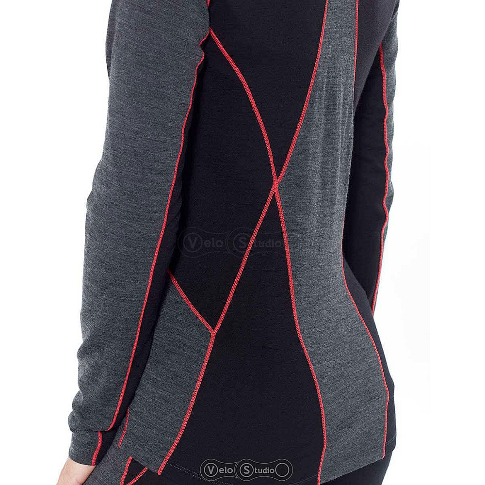 Термофутболка жіноча Icebreaker 200 Oasis Deluxe LS Crewe Jet Hthr/Black/Prism M