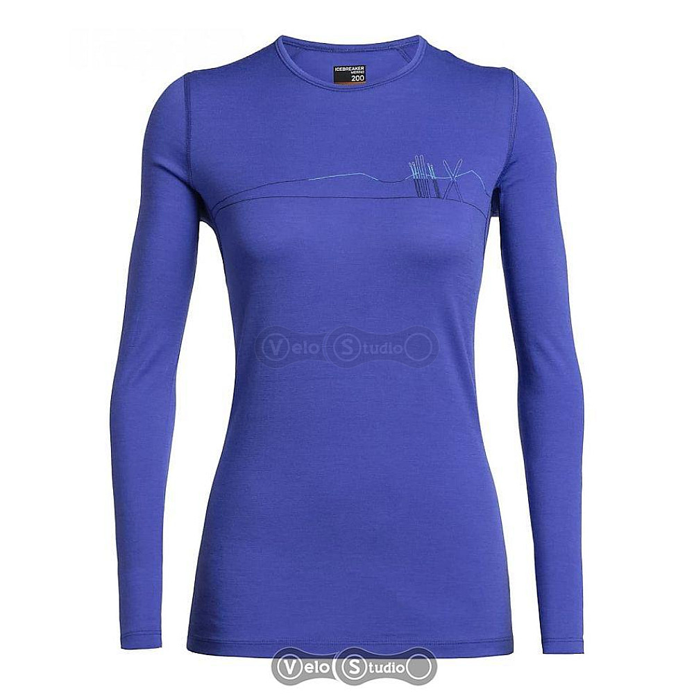 Термофутболка жіноча Icebreaker 200 Oasis LS Crewe Skis in Snow Mystic M